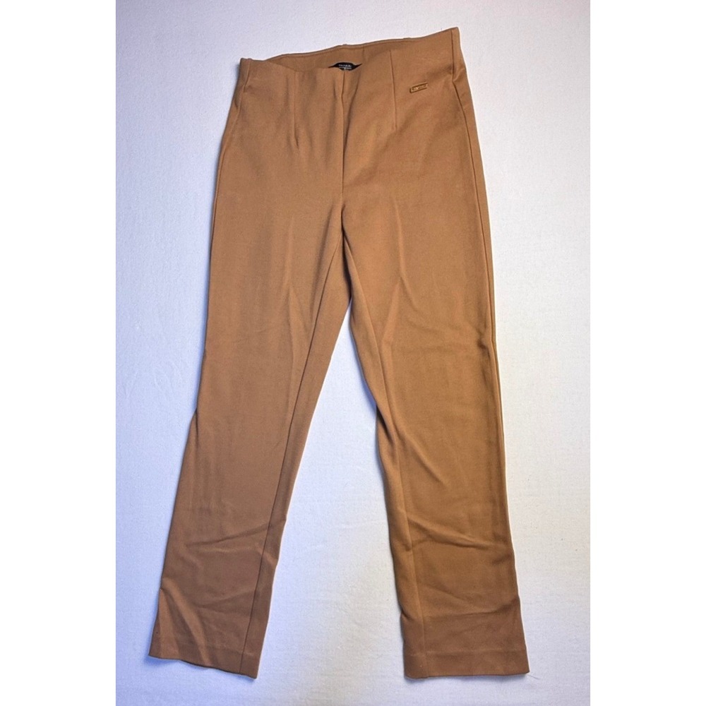 T Tahari Womens High Rise Leggings Camel Brown Knit Pants Size S-2563